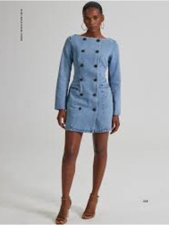 KBB Dresses & Skirts - Double-Breasted Light Blue Denim Mini Dress